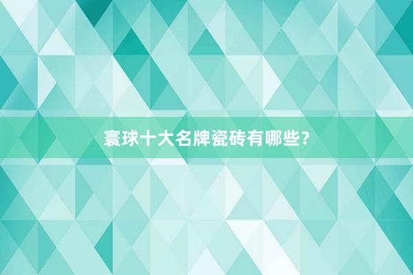 寰球十大名牌瓷砖有哪些？